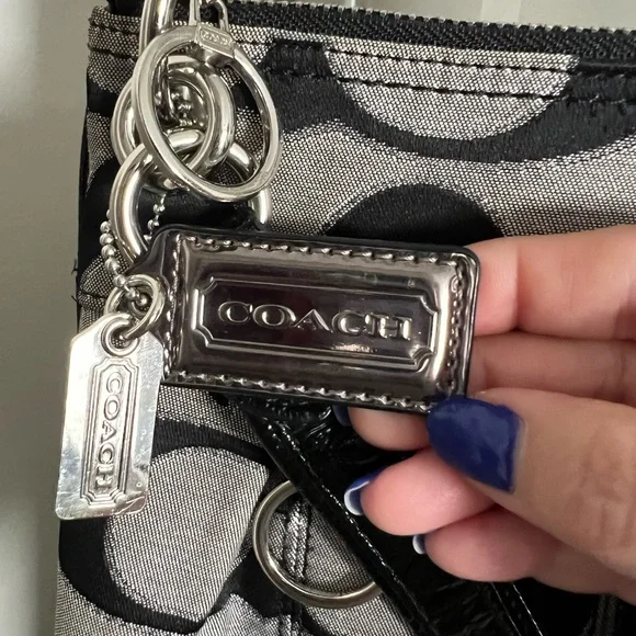 Coach Black and Gray Crossbody Purse or bag with Signature Pattern - Picture 4 of 12